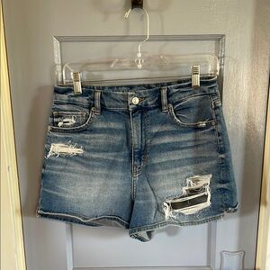American Eagle Outfitters Blue Distressed Jean Shorts